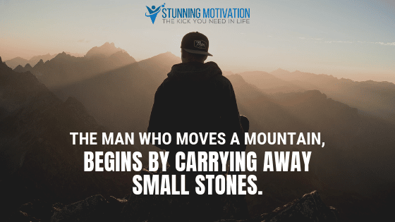 The man who moves a mountain, begins by carrying away small stones.