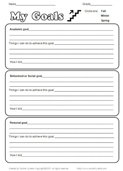 Goal Setting Chart For Adults