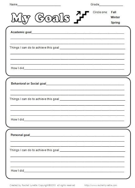 Personal Goal Chart Template