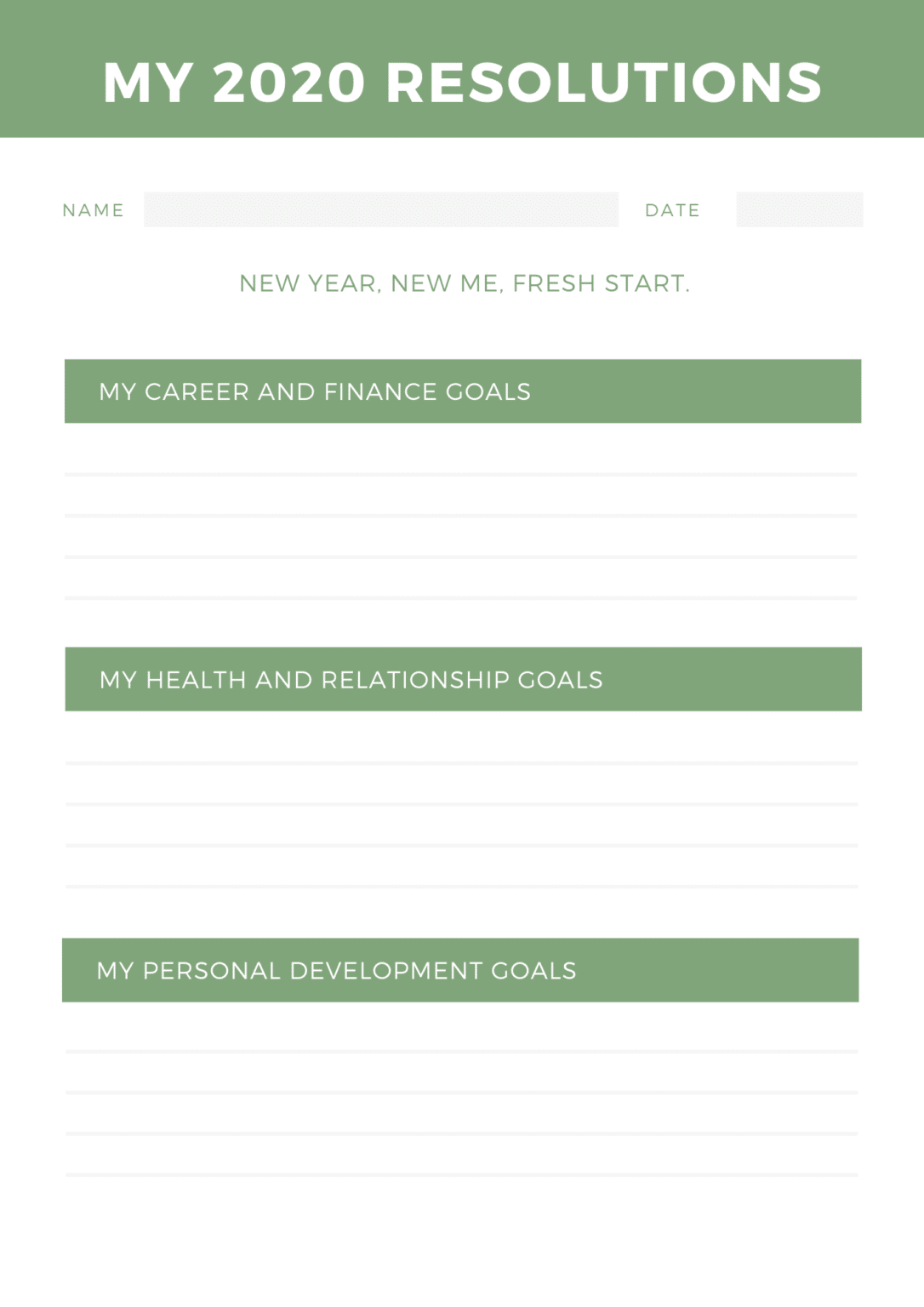 13 Free New Year Resolution Templates You Shouldn't Miss