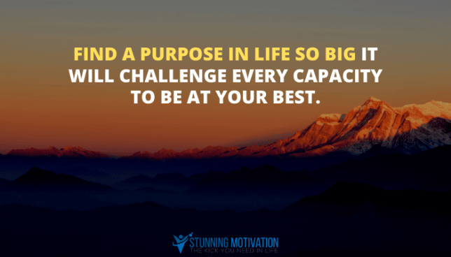 Find a purpose in life so big it will challenge every capacity to be at your best.
