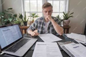Man sitting at table with laptop