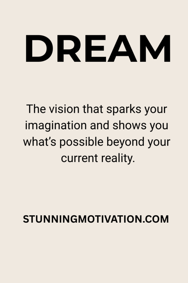 Powerful words that can really motivate you. This image is showing definition of the powerful word Dream.