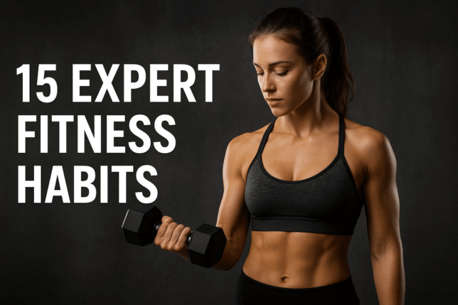 Image of a girl weight lifting showing fitness habits.