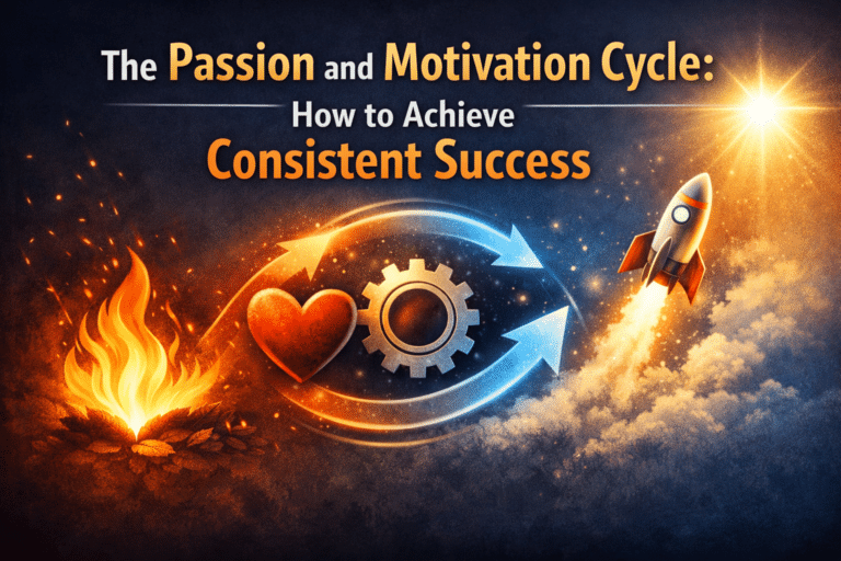 A vibrant image showing how passion and motivation cycle lead to the success cycle.