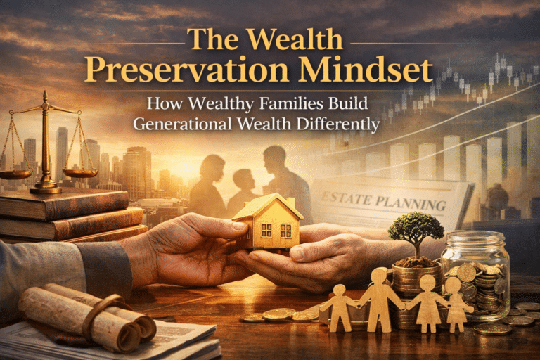 Home 47 Symbolic image of wealth preservation mindset featuring family wealth transfer, estate planning, real estate ownership, and financial growth